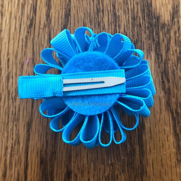 Turquoise 2 1/2" Loopy Bow HANDCRAFTED - Picture 2 of 2
